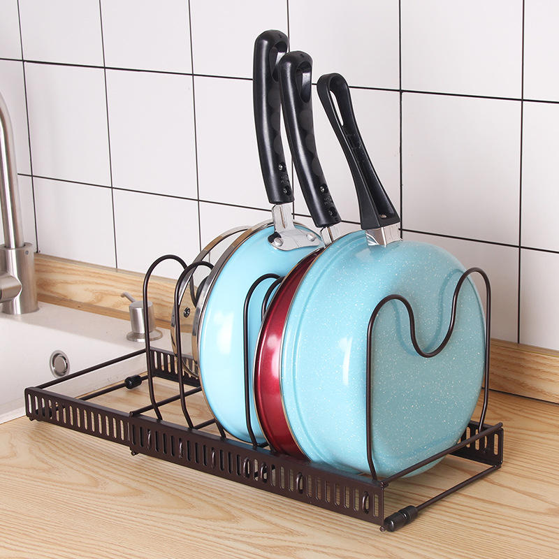 Adjustable Expandable Kitchen Storage Metal Pan and Pot Lid Cover Organizer Holder Rack