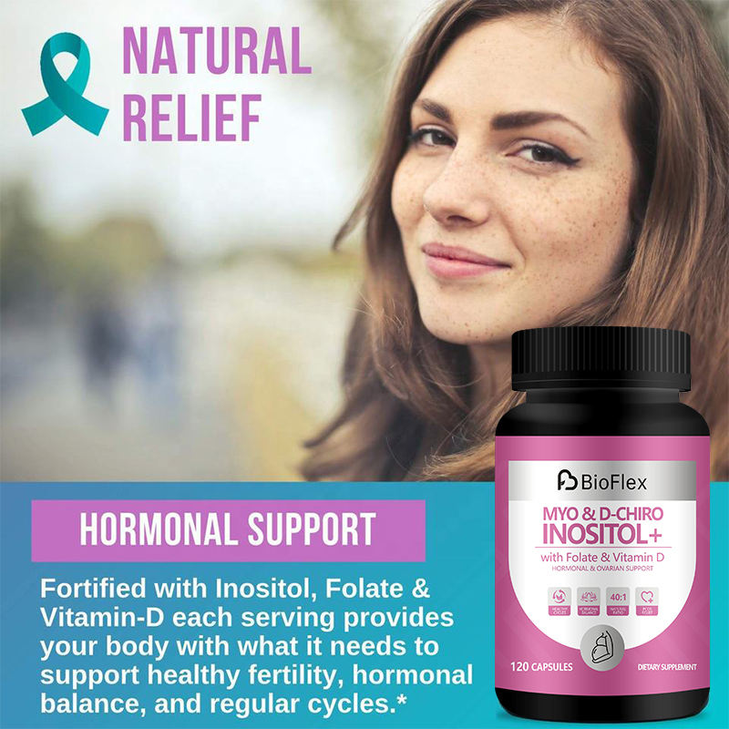 OEM Private Label Myo & D-Chiro Inositol Powder Capsules with Vitamin D3 & Folate