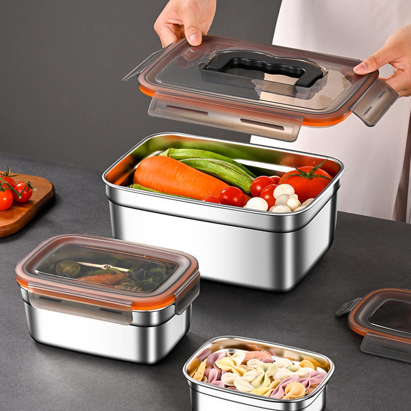 Stainless Steel Fresh-keeping Box with Transparent Lid