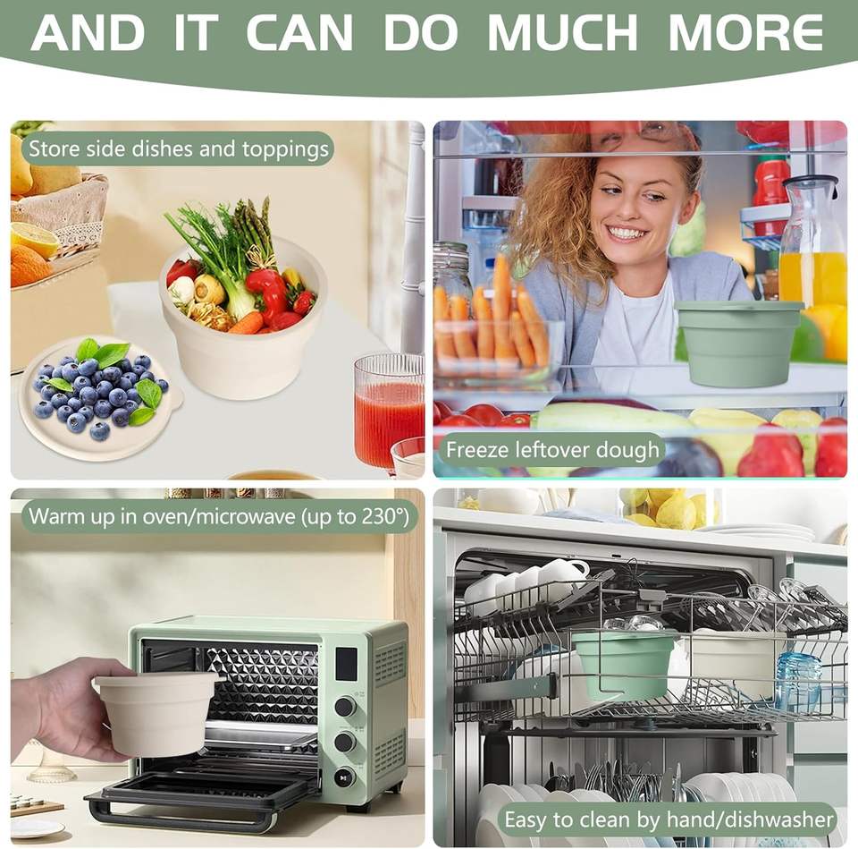 Stackable Silicone Pizza Dough Containers with Folding Lid