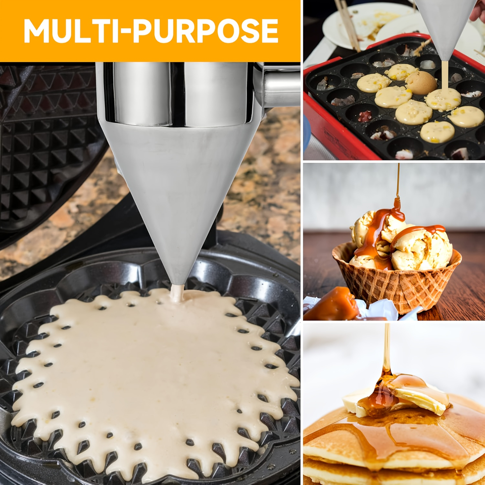 Manual Dough Funnel Set for Kitchen, Dough Dispenser 600/1200 ml, Stainless Steel Funnel Holder, Dishwasher Safe, for Dessert Preparation