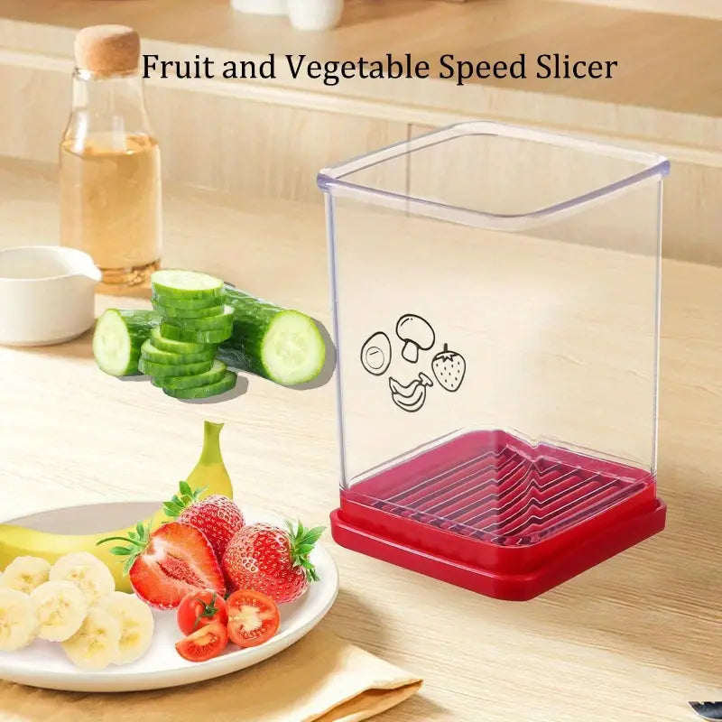 Kitchen Cutter with Slider - Stainless Steel Fruit and Vegetable Cutter, Portable Cutting Tool for Home and Commercial Use