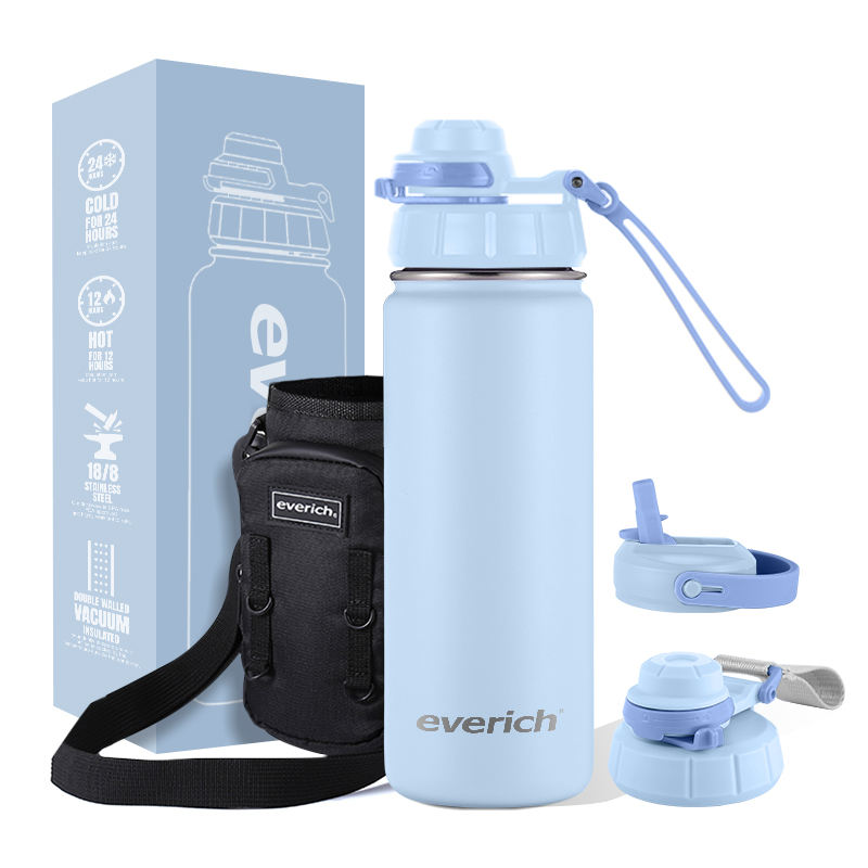 Double-Walled Stainless Steel Water Bottle with Straw Sport Bottle