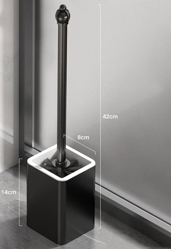 High-Quality Aluminum Black Floor Standing Wall Toilet Cleaning Brush and Plunger Set for Bathroom