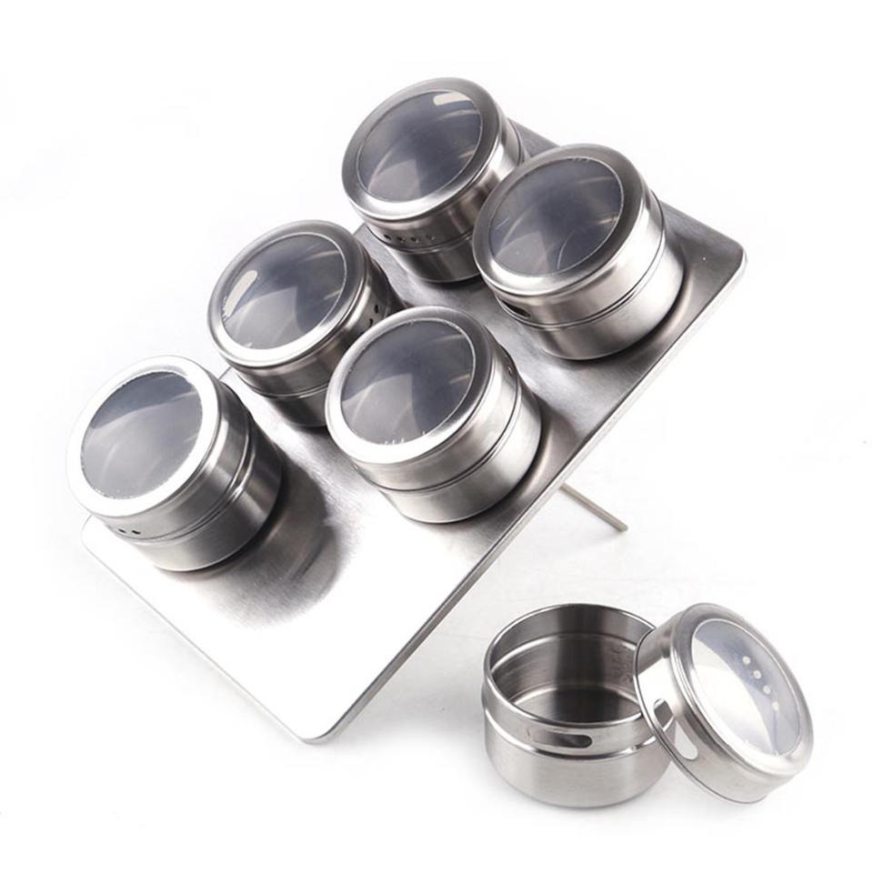 Magnetic Spice Rack Set, Stainless Steel Kitchen Multifunctional Countertop Spice Shelf