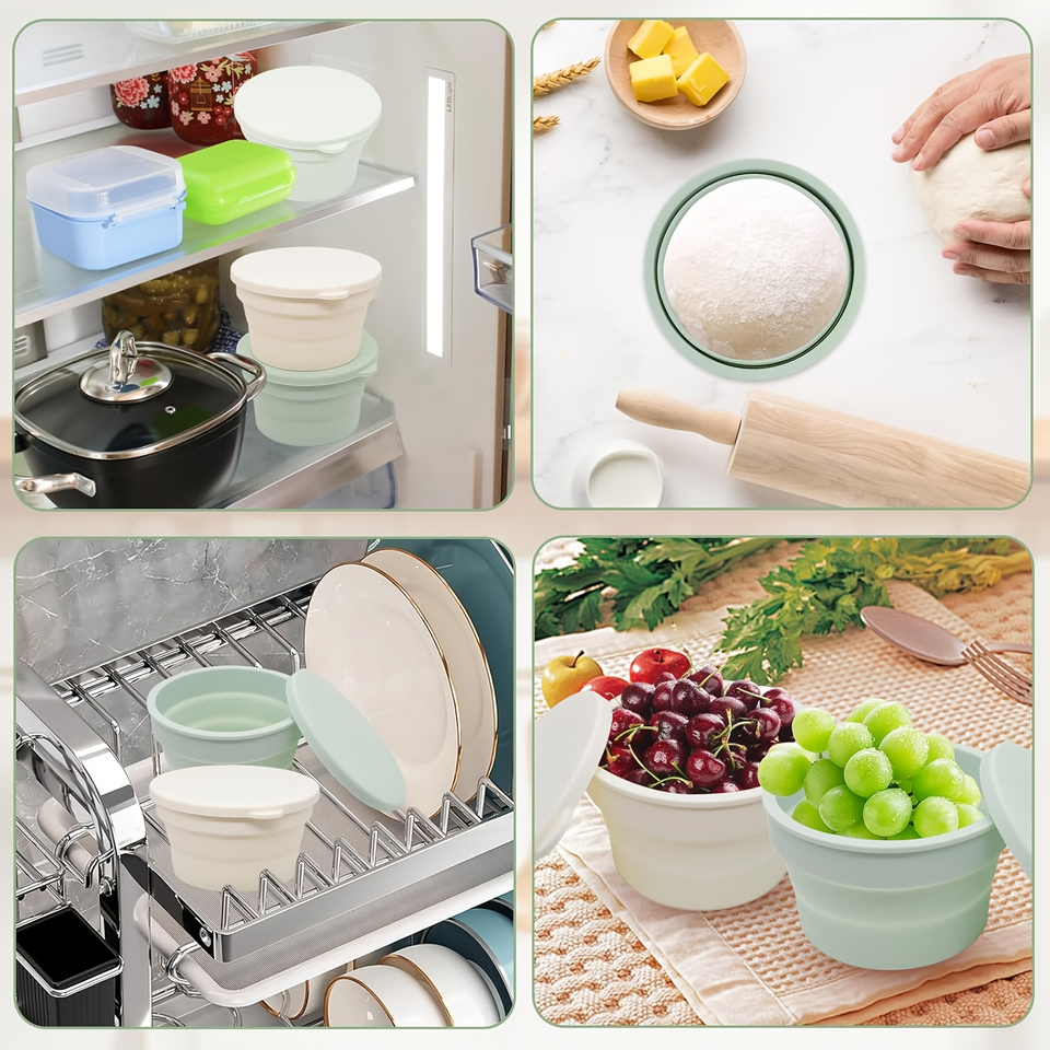 Modern Portable Pizza Dough Proofing Box Stackable Silicone Freezer Boxes with Lids Small Bread Baking Accessories Reusable Camping Bowl
