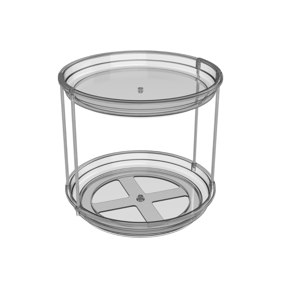 360° Rotating Plastic Kitchen Turntable Organizer with 2 Layers