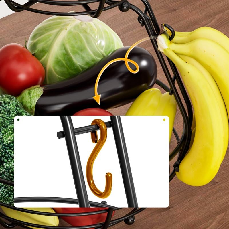 2 Tier Kitchen Metal Fruit Basket Portable Metal Storage Rack Removable Multi-layered Fruit Holder Kitchen Fruit Rack