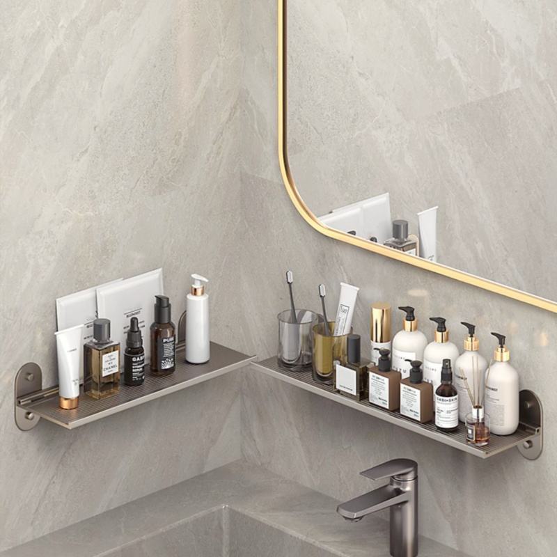 Modern Aluminum Non-Folding Bathroom Shelf Wall Shelf for Toilets Showers Space-Saving Bathroom Organizer