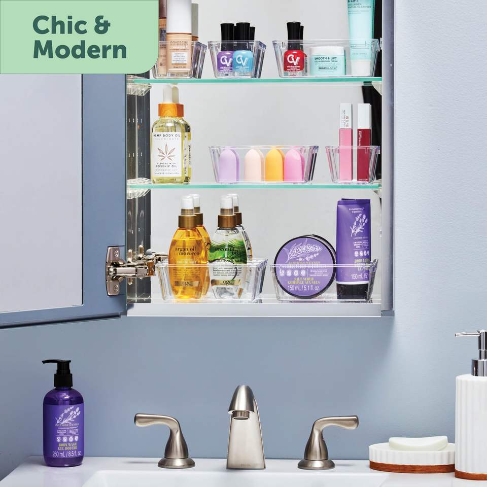 28-Piece Multifunctional Clear Drawer Organizer Set Plastic Utensil Storage Box Makeup/Jewelry/Bedroom/Office Storage Containers