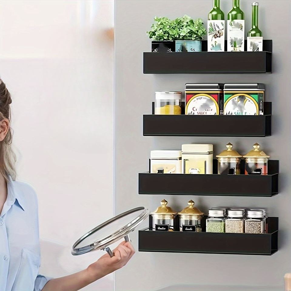 Magnetic Spice Rack - Space-Saving Kitchen Organizer for Refrigerator - Wall-Mounted Metal Organizer