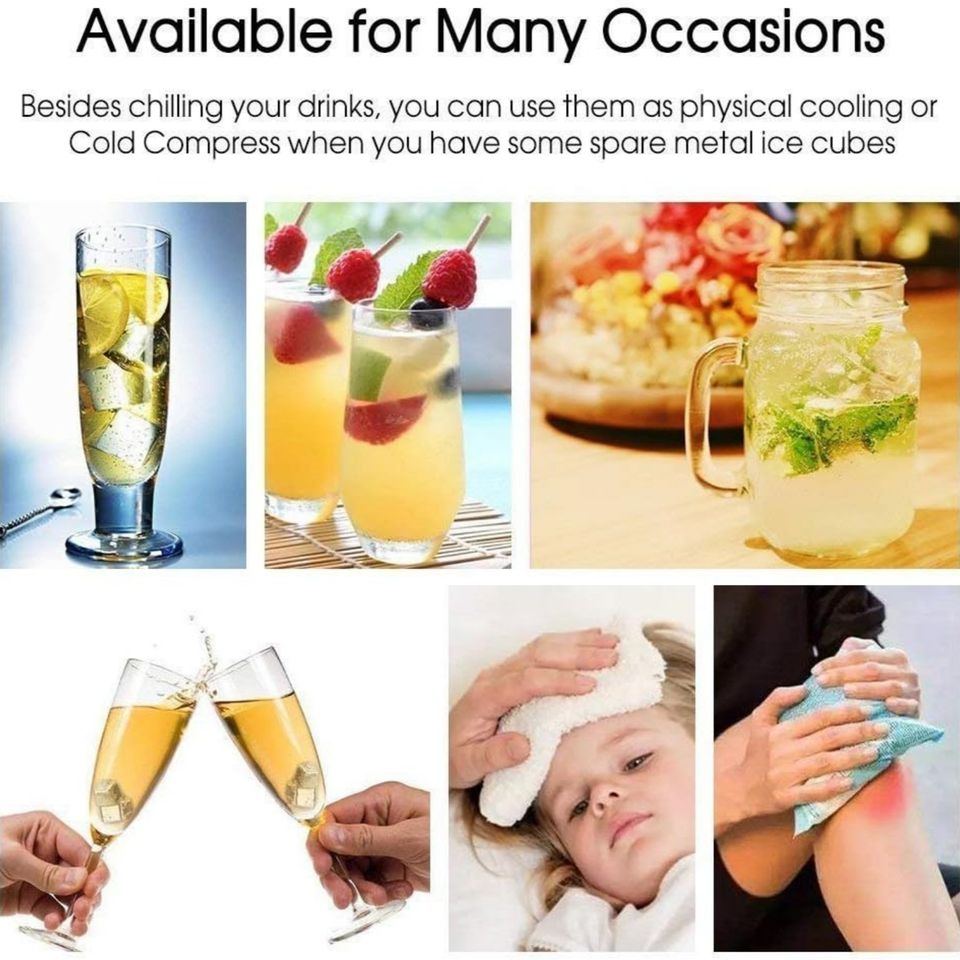 Reusable Stainless Steel Whisky Stones and Ice Cubes for Cooling Wine and Beverages