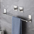 Stainless Steel Bathroom Hardware Set - Wall-Mounted Towel Holder with 2 Adhesive Hooks