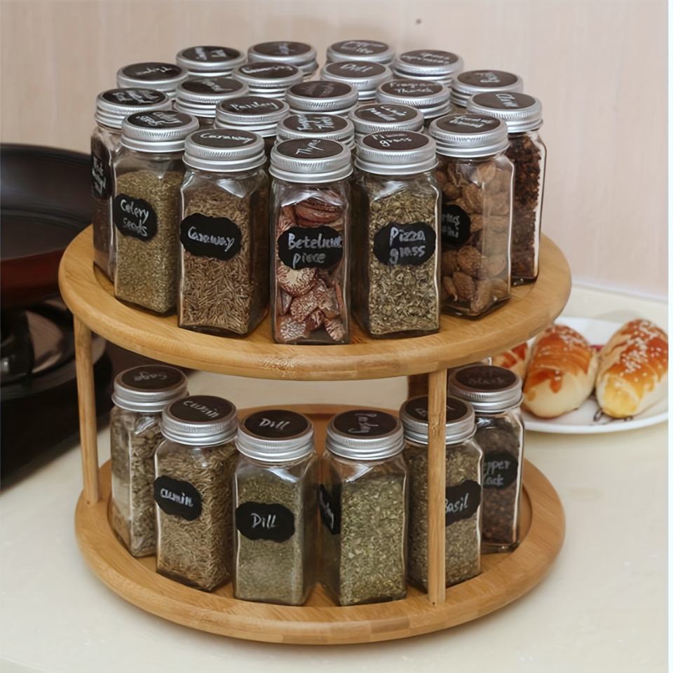 Rotating Bamboo Storage Rack with 360° Swivel Base, Space-Saving, Modern Design, Portable Holder for Kitchen/Living Room/Office