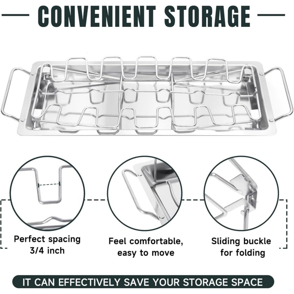 Stainless Steel BBQ Specialist Chicken Leg Wing Rack Roaster Stand Grill Basket