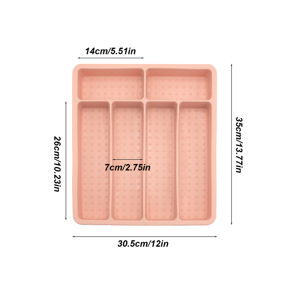 Multifunctional Silicone Cutlery Drawer Organizer with 6 Compartments
