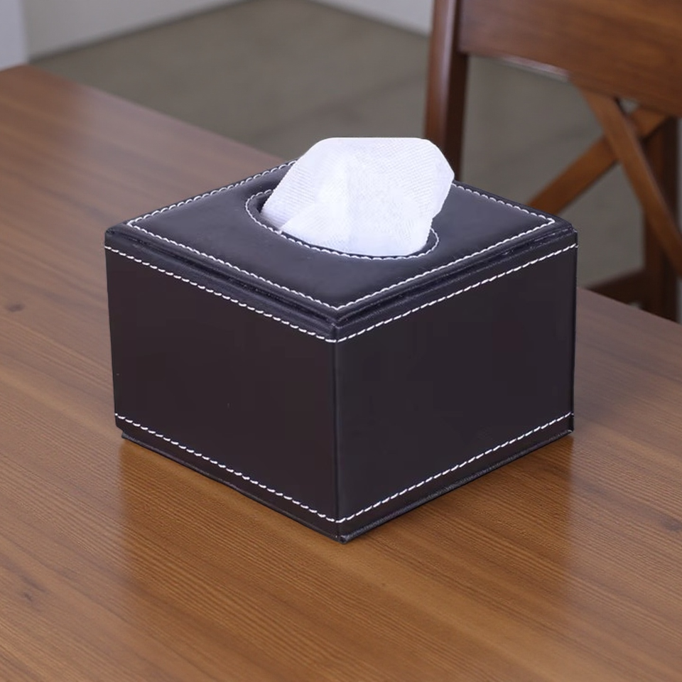 Modern Rectangular PU Leather Tissue Box Cover with Custom Logo - Tissue Holder