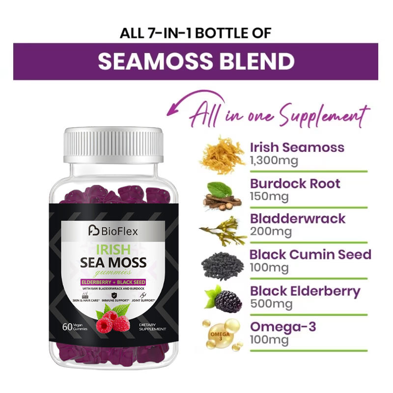 OEM Vegan Sea Moss Black Seed Oil Gummies with Herbal Extracts