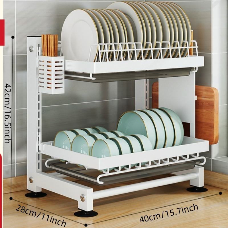 Adjustable Multifunctional Kitchen Utensil Rack, Plate Dish Knife Cutting Board Drainage Organizer, Metal Storage Shelves