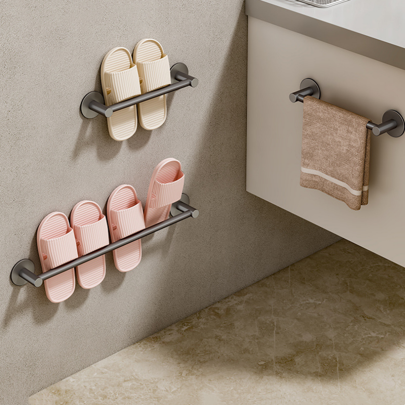 Aluminum Towel Rack with Bathroom Storage, Modern Wall Mount, Bathroom Shelves