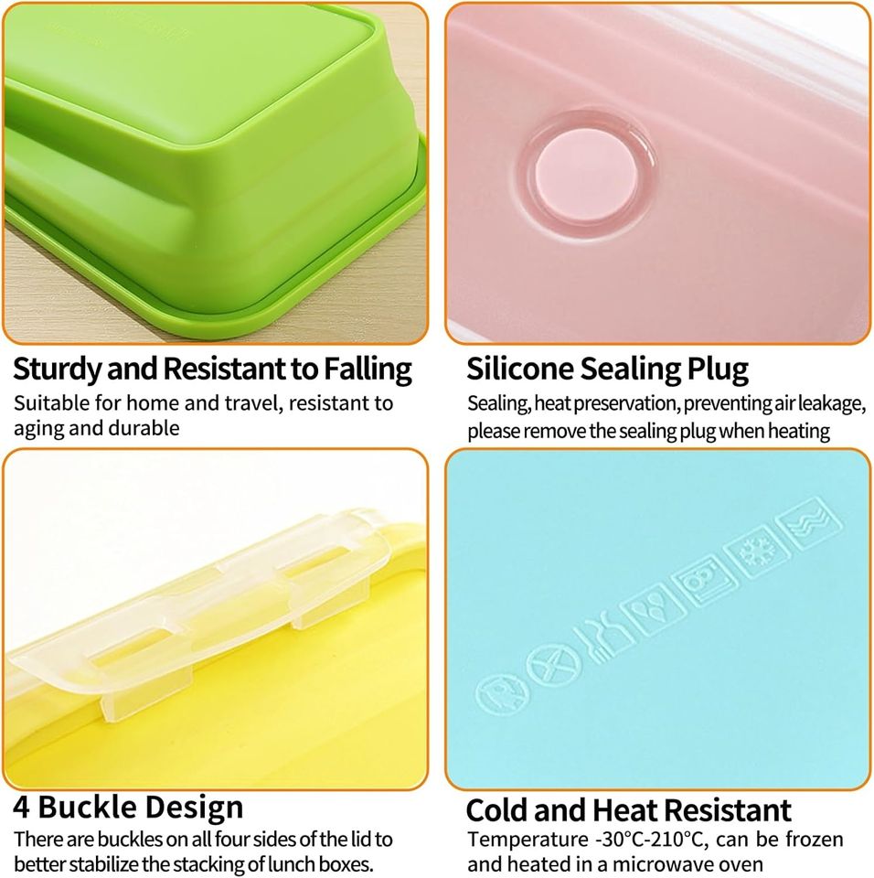 Collapsible Silicone Lunchbox - Food-Grade BPA-Free Container with Lid