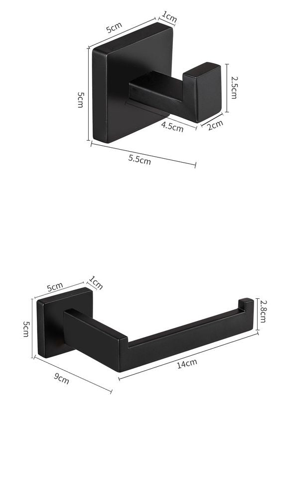 Black Bathroom Hardware Set Stainless Steel Bathroom Towel Holder Set Bathroom Accessory Kit