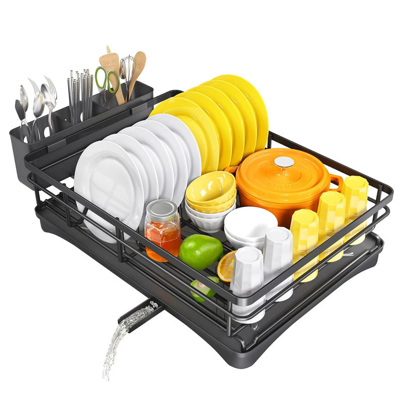 High-Quality Single-Layer Carbon Steel Dish Rack for Kitchen Storage with Drainage Drying