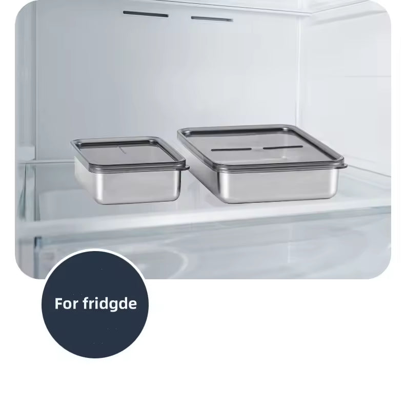 Stainless Steel 304 Airtight Food Storage Box 400ml with Transparent Lid for Vegetables/Meat/Fruits