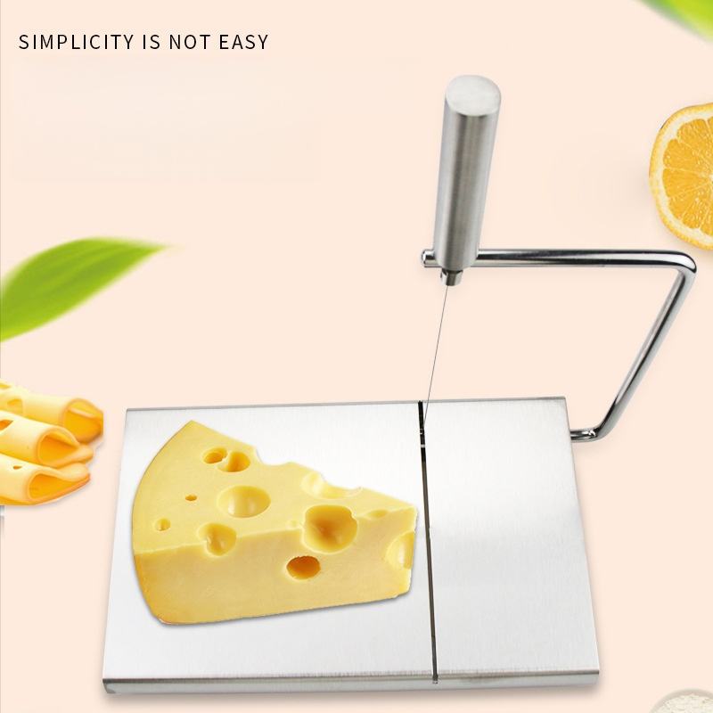 Stainless Steel Cheese Slicer with 5 Replacement Wires, Grid Pattern/Blank Option, for Block Cheese