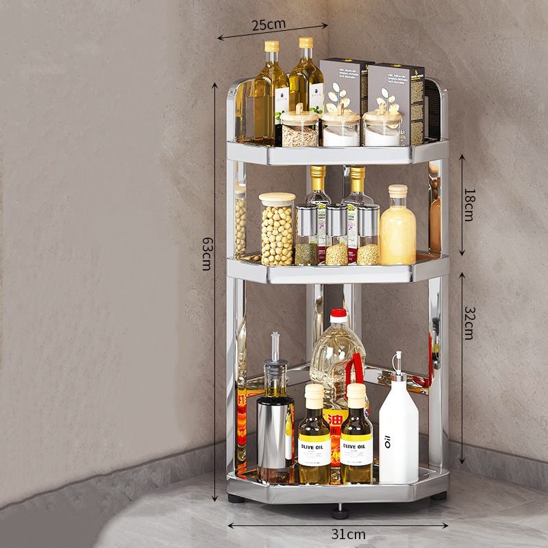 Metal Kitchen Spice Rack Corner Spice Storage Shelf Spice Glass Organizer for Home Accessories