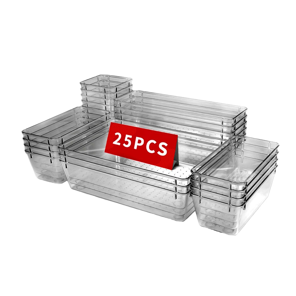 Modern Rectangular Plastic Organizer Set with 25/37 Drawers for Cosmetics, Kitchen, and Office