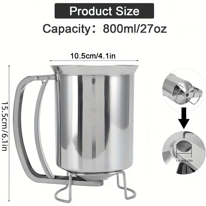 Stainless Steel Cake and Pancake Batter Dispenser with Graduation Markings