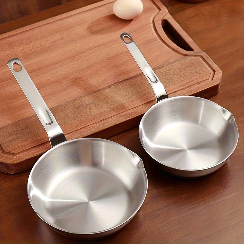 Mini Stainless Steel Frying Pan for Gas and Induction Stoves with Pouring Spout