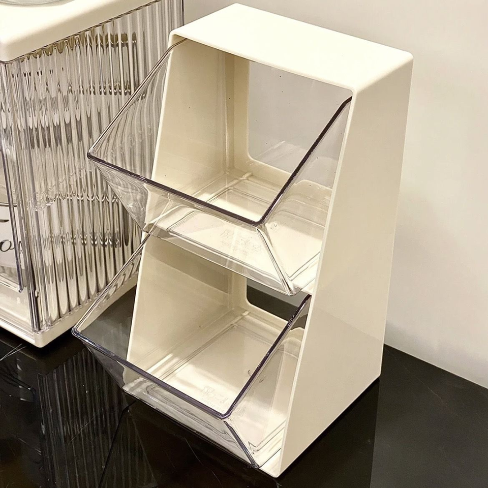 Modern Two-Tier Square Multi-Purpose Plastic PP Organizer for Tea Bags, Coffee Capsules, Instant Coffee at Home