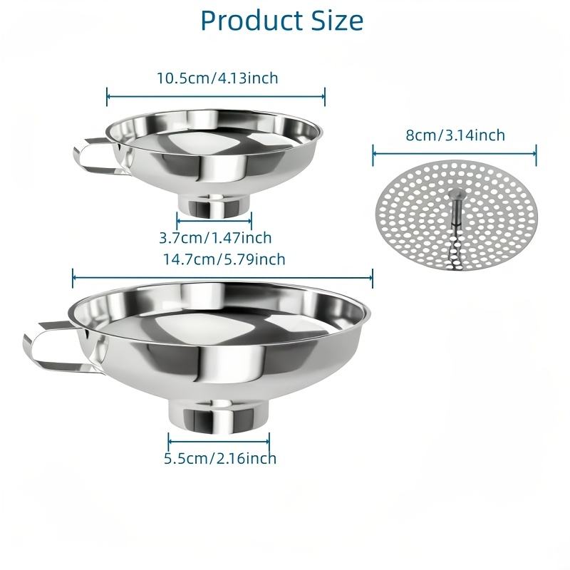 Stainless Steel Canning Funnel Set - Wide Mouth Funnels for Mason Jars