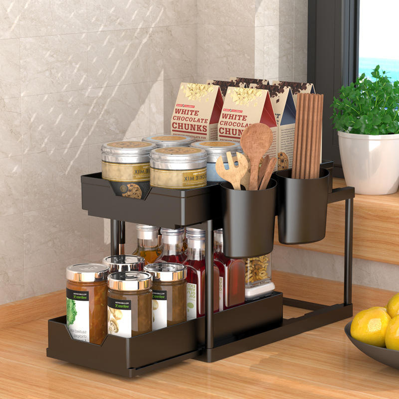 Adjustable Double-Layer Sink Organizer Kitchen Storage