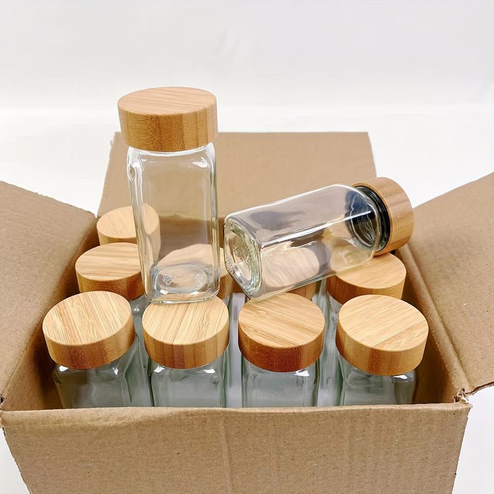 Bestselling 4oz Glass Spice Jars with Bamboo Lid Spice Container Set Spice Storage Box for the Kitchen
