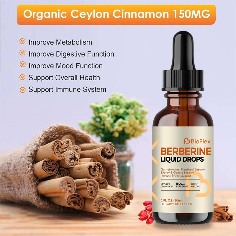 OEM Organic Natural 10 in 1 Ceylon Cinnamon Bitter Melon Berberine Green Tea and Turmeric Herbal Extract Liquid Drops Supplement