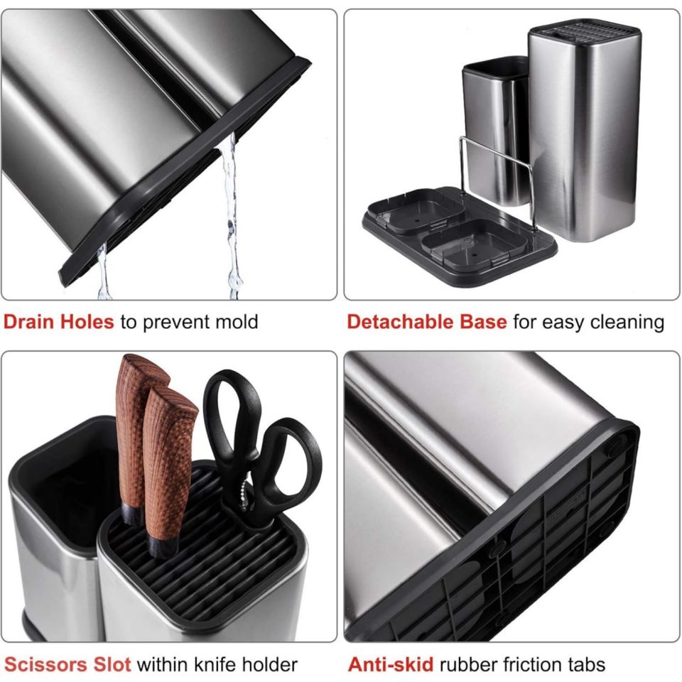 Modern Stainless Steel Utensil Holder Kitchen Knife Block