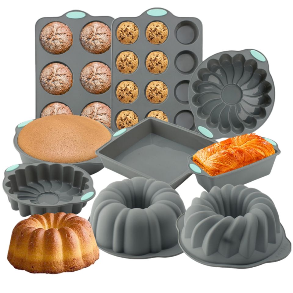 Silicone Baking Molds for Cakes, Air Fryer Silicone Molds for Muffins, Cupcakes, Puddings, Tarts, and Custards