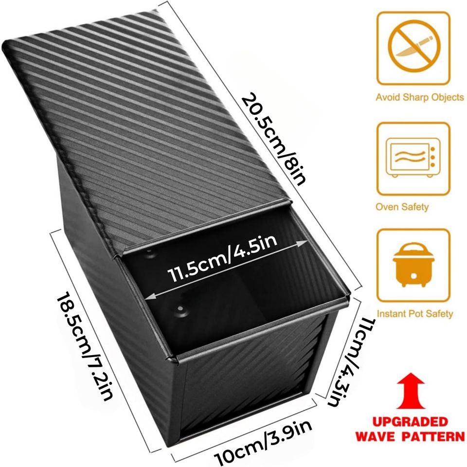 1lb Carbon Steel Loaf Pan with Non-Stick Coating and Lid