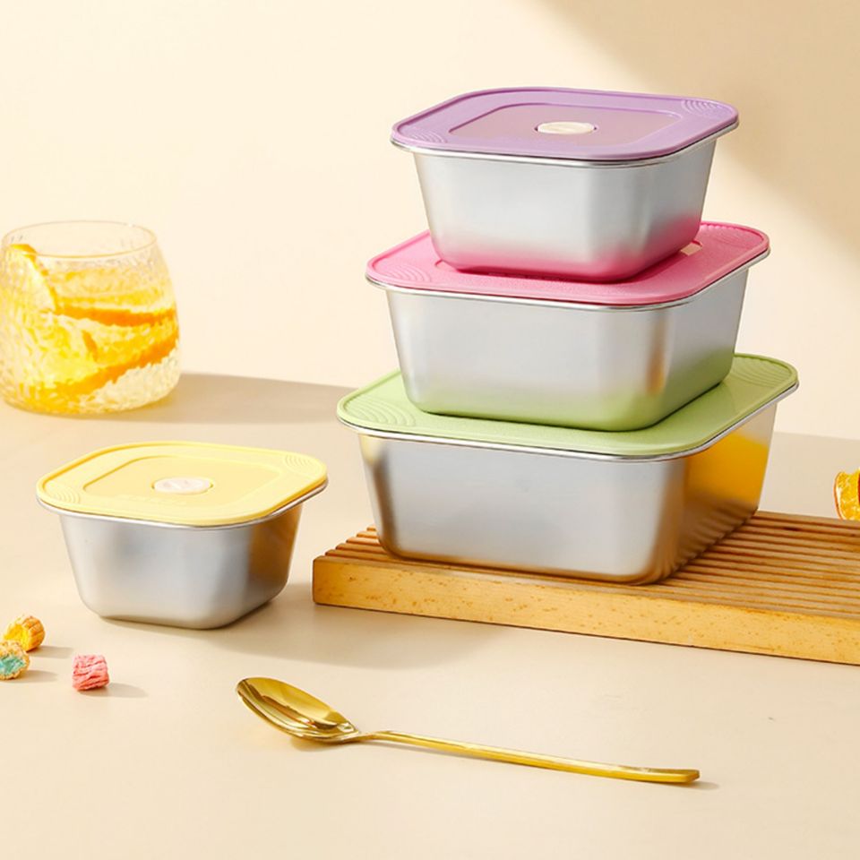 Double-Walled Stainless Steel Lunch Box Microwave-Safe Portable for Kids Students Office Workers Adjustable Storage Yogurt Ice Cream Cup