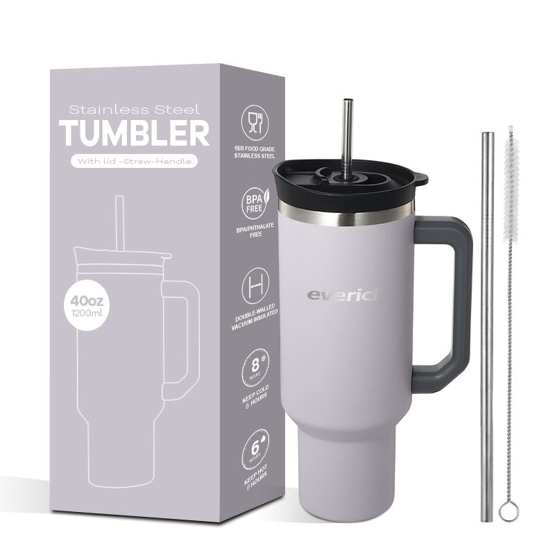 Everich Wholesale 40oz Double-Wall Stainless Steel Beer Mug with 2-in-1 Lid BPA Free