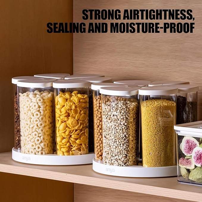Rotating Multi-Grain Rice Storage Box for Pantry Organization