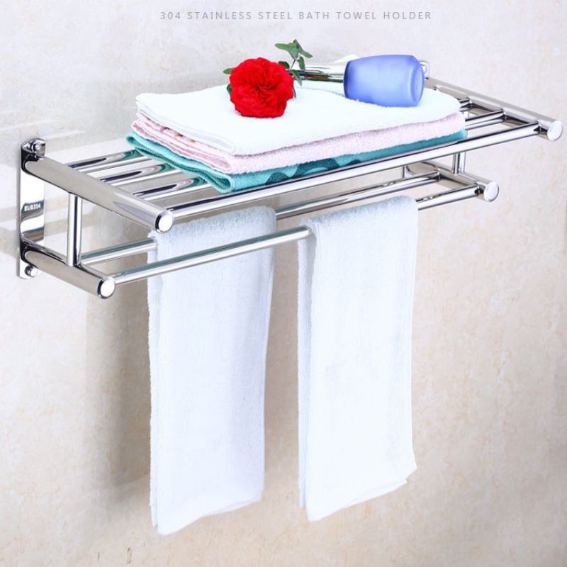 Modern Stainless Steel Double Tier Wall-Mounted Towel Rack