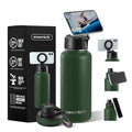 Magnetic Phone Holder Water Bottle - 304 Stainless Steel, Securely Attach iPhone for Hands-Free Videos, Leak-Proof