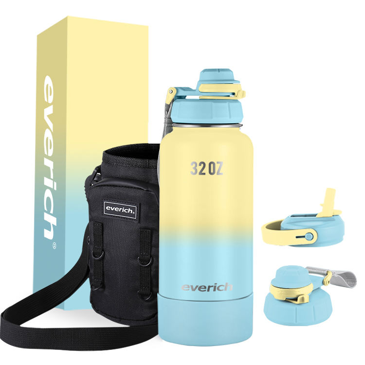 Everich Double-Walled Stainless Steel Water Bottle with Straw Sport Bottle
