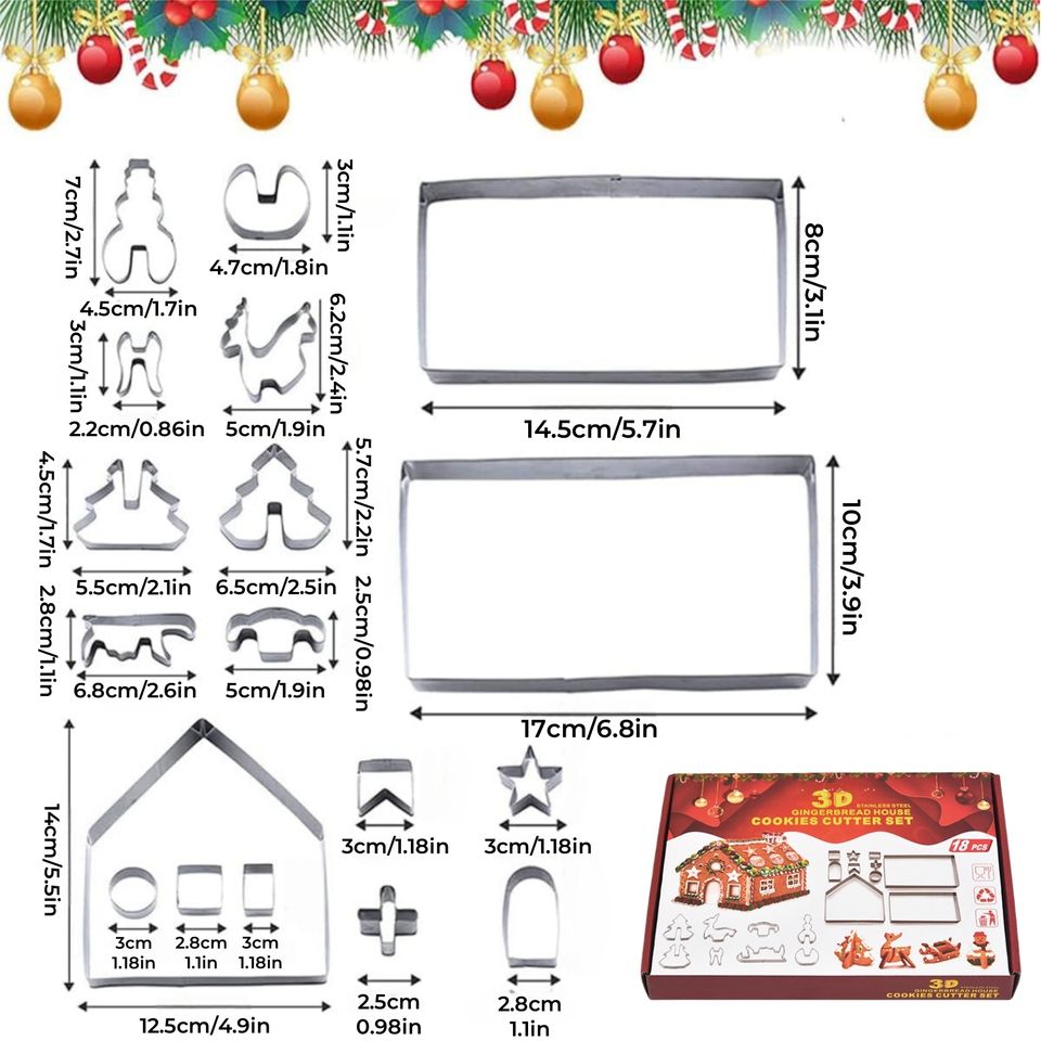 Christmas Cookie House Cutter and Baking Tool Set