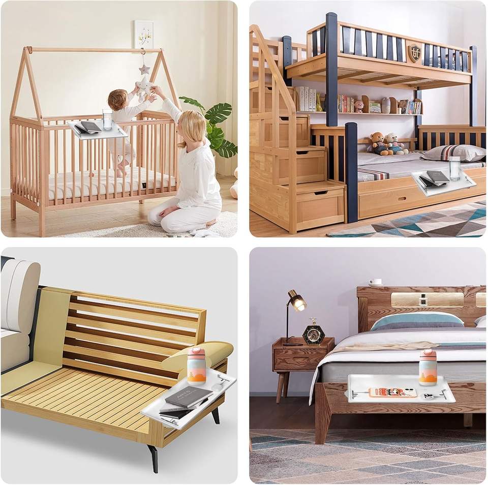 Foldable Nightstand Shelf and Bedside Caddy Organizer