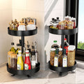 360° Rotating 2-Layer Metal Kitchen Organizer Spice Rack Multifunctional Home Storage Cabinet Shelf